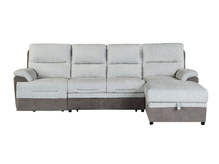 Kia - Sectional With Power And USB - Beige / Brown