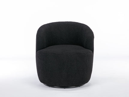 Teddy Fabric Swivel Accent Armchair Barrel Chair With Powder Coating Metal Ring