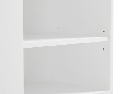 Tall Freestanding Bathroom Storage Cabinet With Adjustable Shelves And Side Hooks Board, Rectangle Design