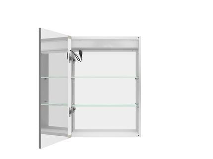 20 X 28" Bathroom Medicine Cabinet With Mirror Wall Mounted LED Bathroom Mirror Cabinet With Lights, Anti-Fog, Waterproof, Dimmable, 3000K~6000K, Single Door, Touch Swich, Storage Shelves - Silver
