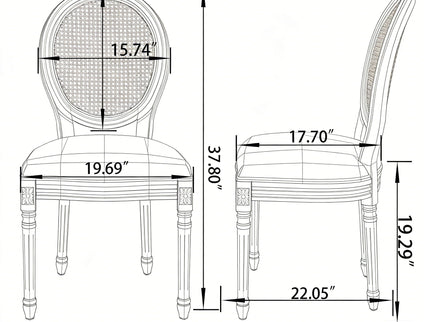 Dining Chairs, Upholstered With Round Back (Set of 2) - Beige
