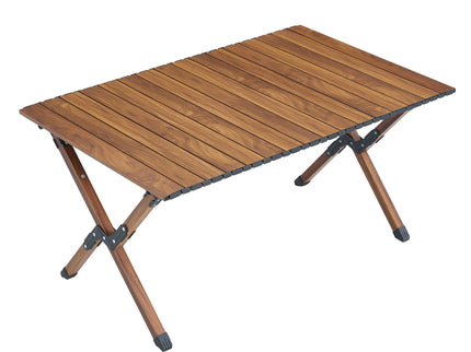Folding Outdoor Table, Lightweight Aluminum Roll-Up Rectangular Table For Indoor, Outdoor Camping, Picnics, Beach, Backyard, Bbq, Party, Patio - Brown