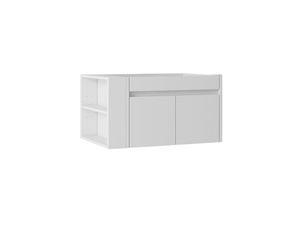 Floating Bathroom Vanity Cabinet, Soft Close Double Drawers, Open Side Storage, Wall Mounted, Cabinet Only