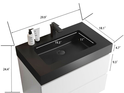 Alice - Bathroom Vanity With Large Storage, Sink, Wall Mounted