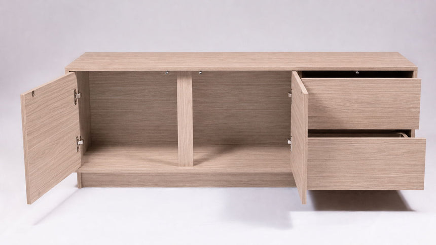 TV Stand For TVs Up To 60" With 2 Doors And 2 Drawers - Natural Walnut