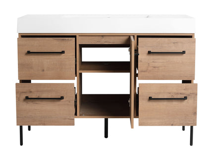 48" Freestanding Bathroom Vanity With Sink, Soft Close Cabinet Doors, 4 Drawers - Imitative Oak