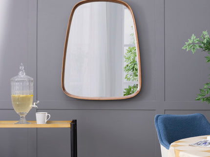 Irrgeular Mirror With Wood Frame, Wall Mirror For Living Room Bathroom Entryway - Brown