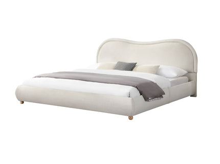 Upholstered Platform Bed Frame With Curved Headboard