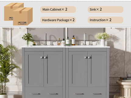 Bathroom Vanity With Integrated Undermount Ceramic Sink, 2 Doors And 1 Drawer, Soft Close Hinges