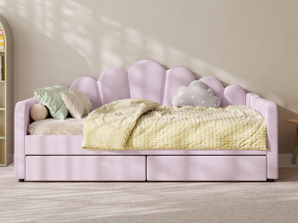 Shell Shaped Upholstered Daybed Frame With Slats