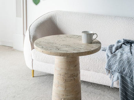 Round Side Table With Pedestal Base