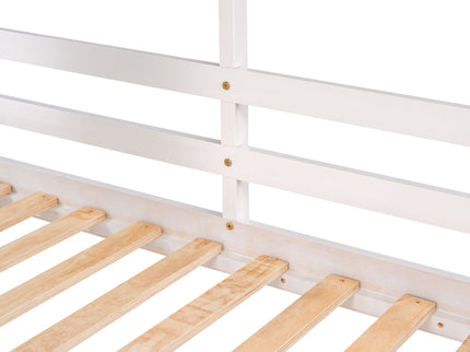Bunk Bed Wood Bed & Roof, Window, Guardrail, Ladder