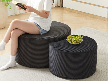 Modern Upholstered Round Coffee Table For Living Room (Set of 2)