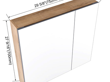 29.63" Wall Mounted Cabinet With Adjustable Shelves Storage Cabinet For Bathroom - Imitative Oak