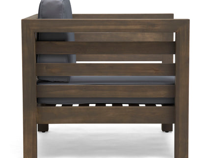 Outdoor Acacia Wood Patio Chair With Fabric Cushion