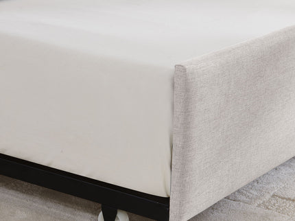 Upholstered Daybed With Trundle With Vertical Stripes