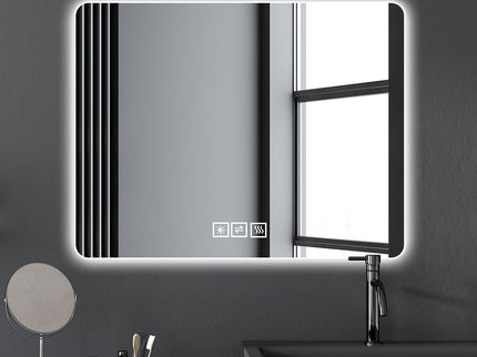 28" Bathroom Mirror With LED Lights Front And Backlit, Anti-Fog Lighted Vanity Mirrors For Wall Mounted And 5 Level Dimmable, Horizontal / Vertical - Clear