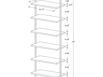 Christy - Owens - 6 Shelf Wall Bookshelf - Walnut