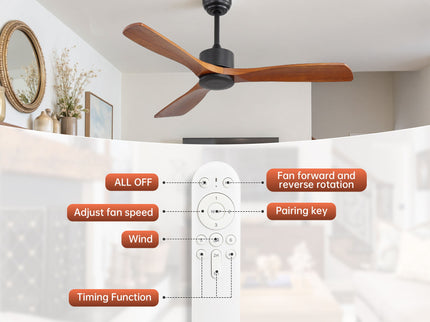 42" Ceiling Fan With DC Reversible Motor, 3 Blades, Timer Function