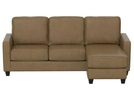 2 Piece Sofa With Chaise, Comfortable Seating For 3, Tapered Feet, USB Charging Console - Brown