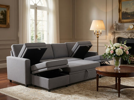 Extra Wide U - Shape Convertible Sleeper Sofa Bed With Dual Storage Ottoman