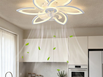 30" Flower 6 Speed Ceiling Fan With Remote Controlled LED Lights, Low Profile Flush Mount Fan