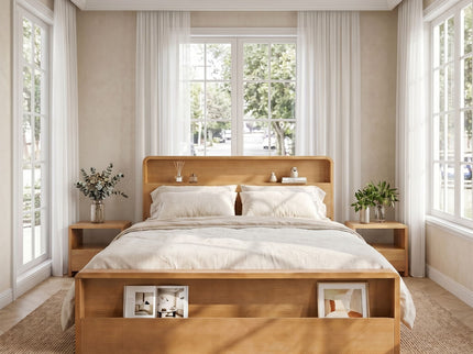 Bed Frame With Dual Open Storage Headboard And Footboard