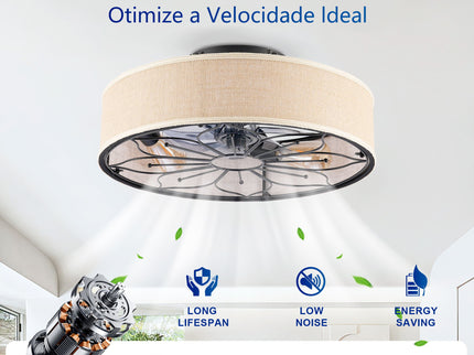 Lotus Bladeless Ceiling Fan With Remote Control For Living Room - Matte Black
