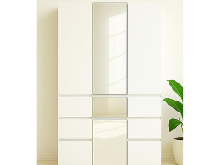 Elise - Slim Modular Closet Cabinet With Mirror - White
