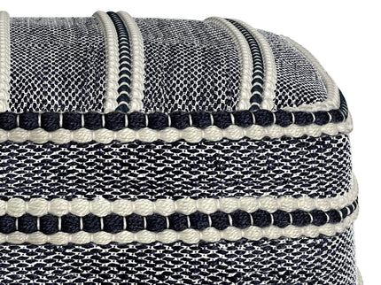 Corrie - Square Outdoor / Indoor Pouf - Navy / White