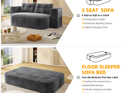 Convertible Floor Sofa Bed With Multi Functional Blanket