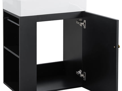 Modern Bathroom Vanity With Sink, Diamond Pattern Doors