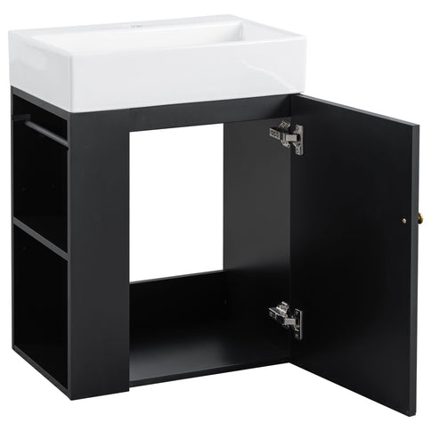 Modern Bathroom Vanity With Sink, Diamond Pattern Doors