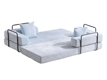 Convertible Floor Sofa Bed With Pillow Back Support Armrest