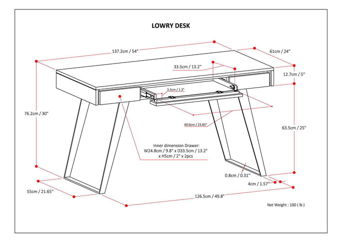 Lowry - Desk - Distressed Charcoal Brown