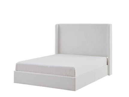 Carmen - King Size Upholstered Wingback Bed - White