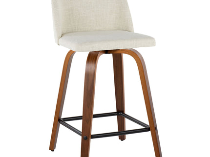 Toriano - Contemporary Fixed Height Counter Stool Swivel With Square Footrest (Set of 2)