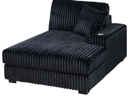 6 Piece Modular U Sectional Sofa Set With USB Cup Holder, Low Leg - Black