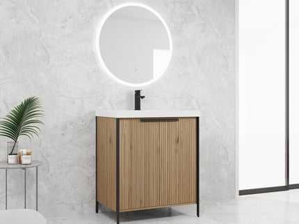 Modern Freestanding Bathroom Vanity With Resin Sink & Soft Close Cabinet Doors
