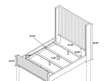 Ian - Queen Wingback Bed With Nailhead Trim And Low Footboard - Cream