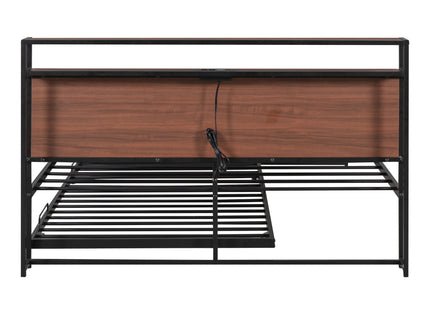 Platform Bed Frame With Trundle, USB Ports And Slat Support, No Box Spring Needed