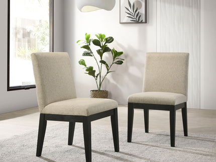 Roundhill Furniture - Rocco Contemporary Solid Wood Dining Chairs (Set of 2) - Beige