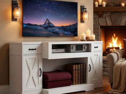 TV Stand With Adjustable Shelves & Double Doors