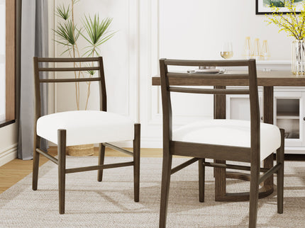 Farmhouse Style Dining Chair Set With Ladder Back Design