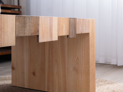 Modern Rustic Table With Sculpted Block Design