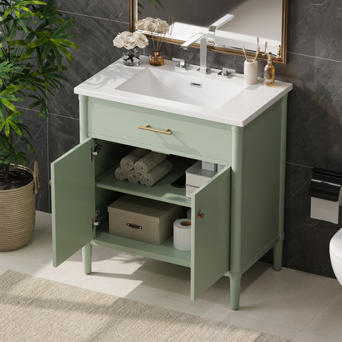 Bathroom Vanity With Sink, Soft Close Doors And Adjustable Shelf