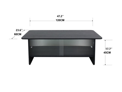 Rectangular Coffee Table With Sliding Door Storage Center