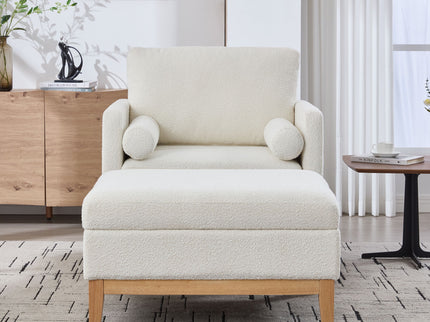 Oversized 360 Degree Swivel Barrel Accent Chair And Ottoman Set With Storage