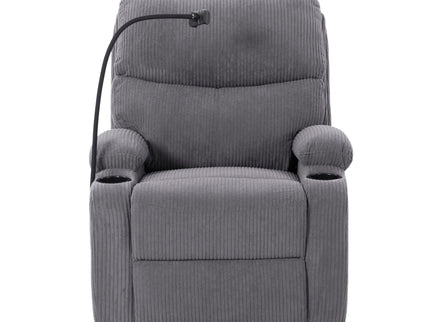 Adjustable Manual Recliner, Ergonomic Lounge Chair With Phone Holder And 2 Cup Holders