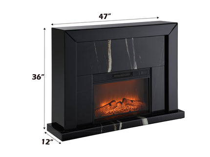 Drisana - Mirrored Fireplace - Black